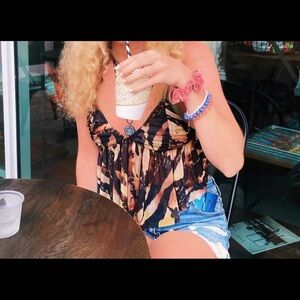 Urban Outfitters Black and Brown Tie-Dye tank top with adjustable straps